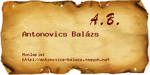 Antonovics Balázs névjegykártya