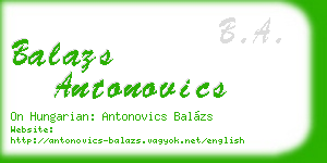 balazs antonovics business card